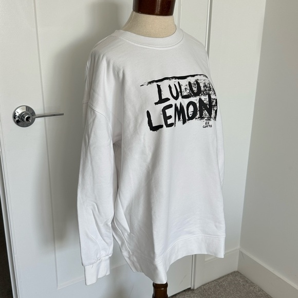 Lululemon X Ed Curtis Sweatshirt White Perfectly Oversized Crewneck Collab Large - Picture 2 of 10